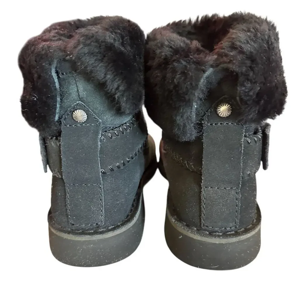 UGG Cedric Women's‎ Black Suede Ankle Biker Boots Size 6.5 Moto Style